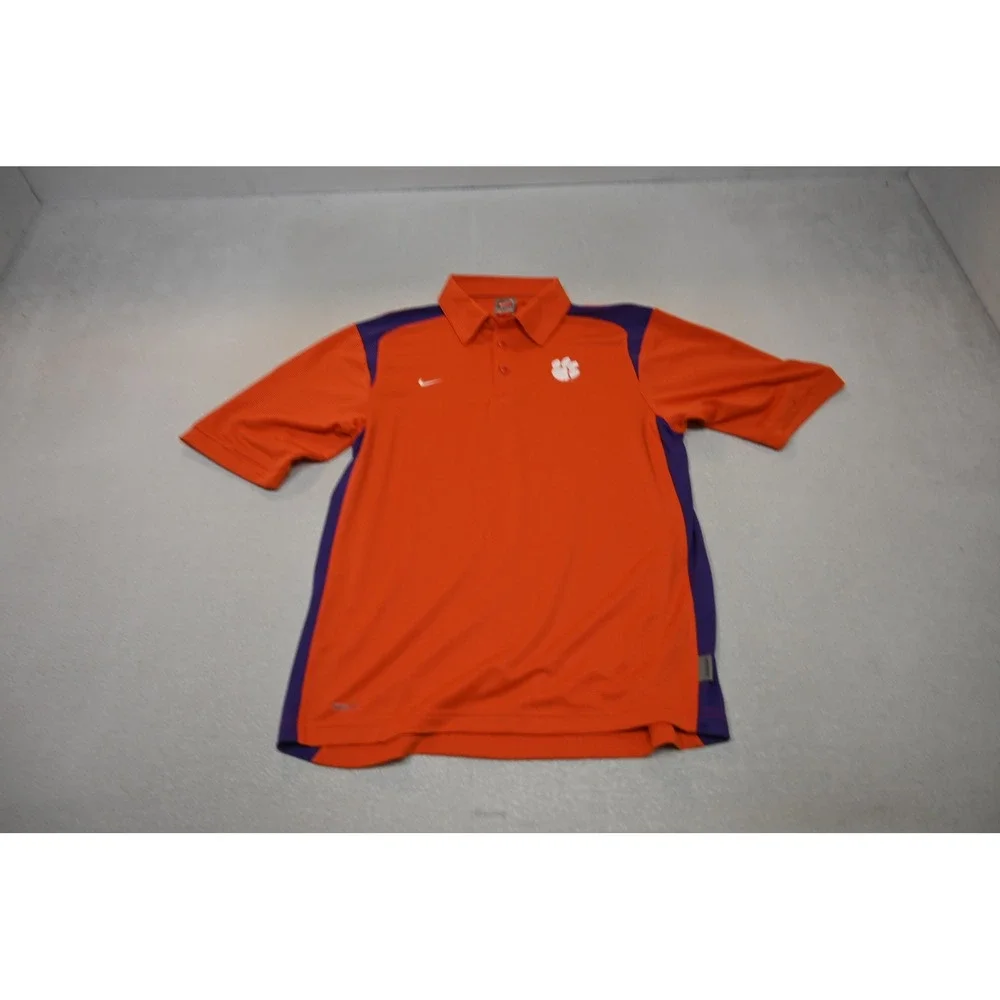 Nike Clemson Tigers Golf Polo Men Small Orange Purple Nike FIT Athletic EUC